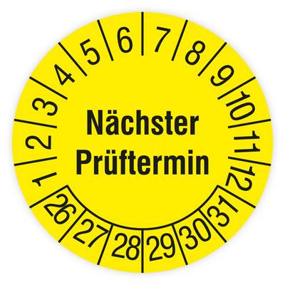 Prüfplakette, Nächster Prüftermin, 2026 - 2031, Standardfolie, Ø 30 mm, Heft-0