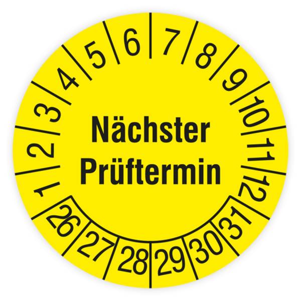 Prüfplakette, Nächster Prüftermin, 2026 - 2031, Standardfolie, Ø 30 mm, Heft