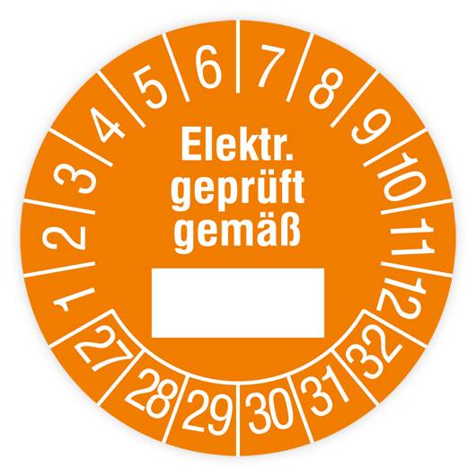 Prüfplakette, Elektrisch geprüft gemäß…,2027, Standardfolie, Ø 30 mm, Heft-0