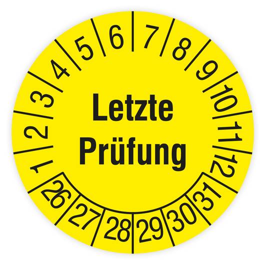 Prüfplakette, Letzte Prüfung, 2026, Dokumentenfolie, Ø 30 mm, Heft-0