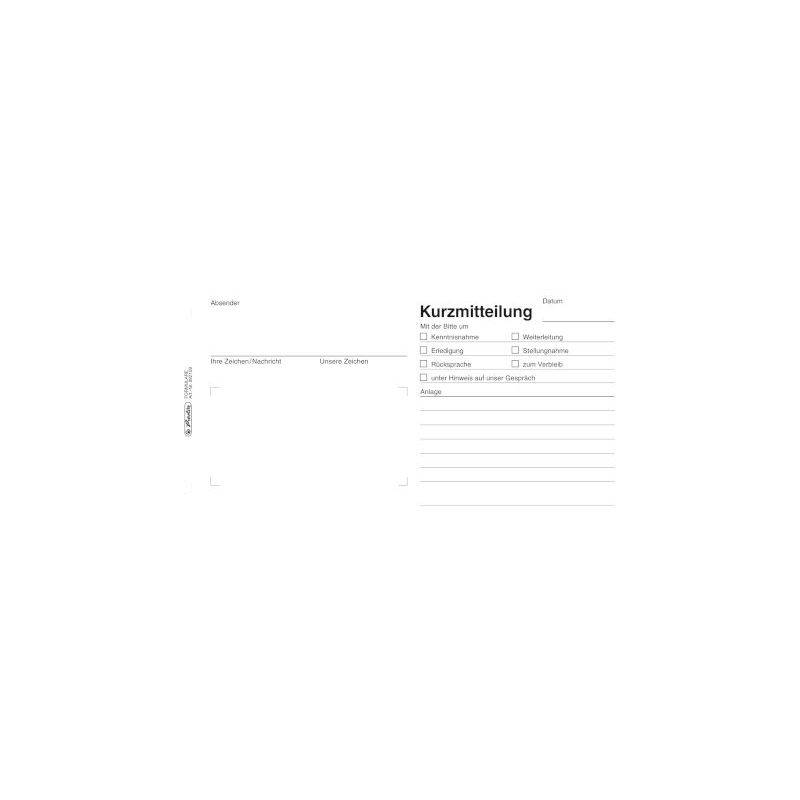 herlitz Formularbuch "Kurzmitteilung", 1/3 A4 quer-0