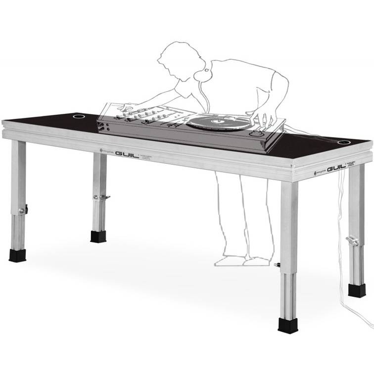 GUIL MDJ-1 - DJ & Tontechniker Tisch mit drei Kabeldurchlässen (1.500 x 650 mm | geeignet für 50 x 50 mm Standfüße |-0
