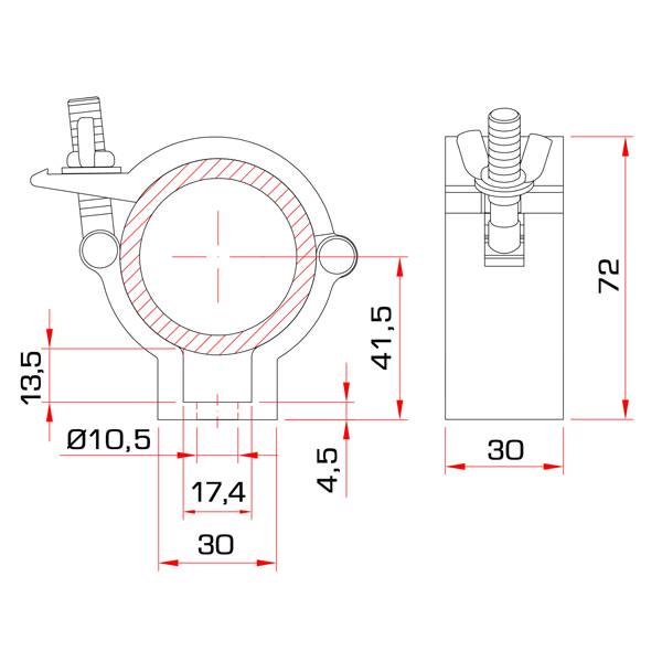 GUIL ABZ-00 - Klemmkupplung für Rohre mit Außen-Ø von 50,0mm (Belastbarkeit max. 100kg | Aluminium) - silber-1