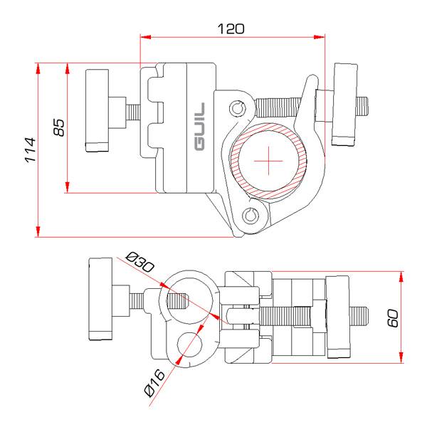 GUIL ABZ-15 - TV-Klemme für Rohre mit Außen-Ø von 45,0-52,0 mm (Belastbarkeit max. 150-300kg | Aluminium) - silber-1