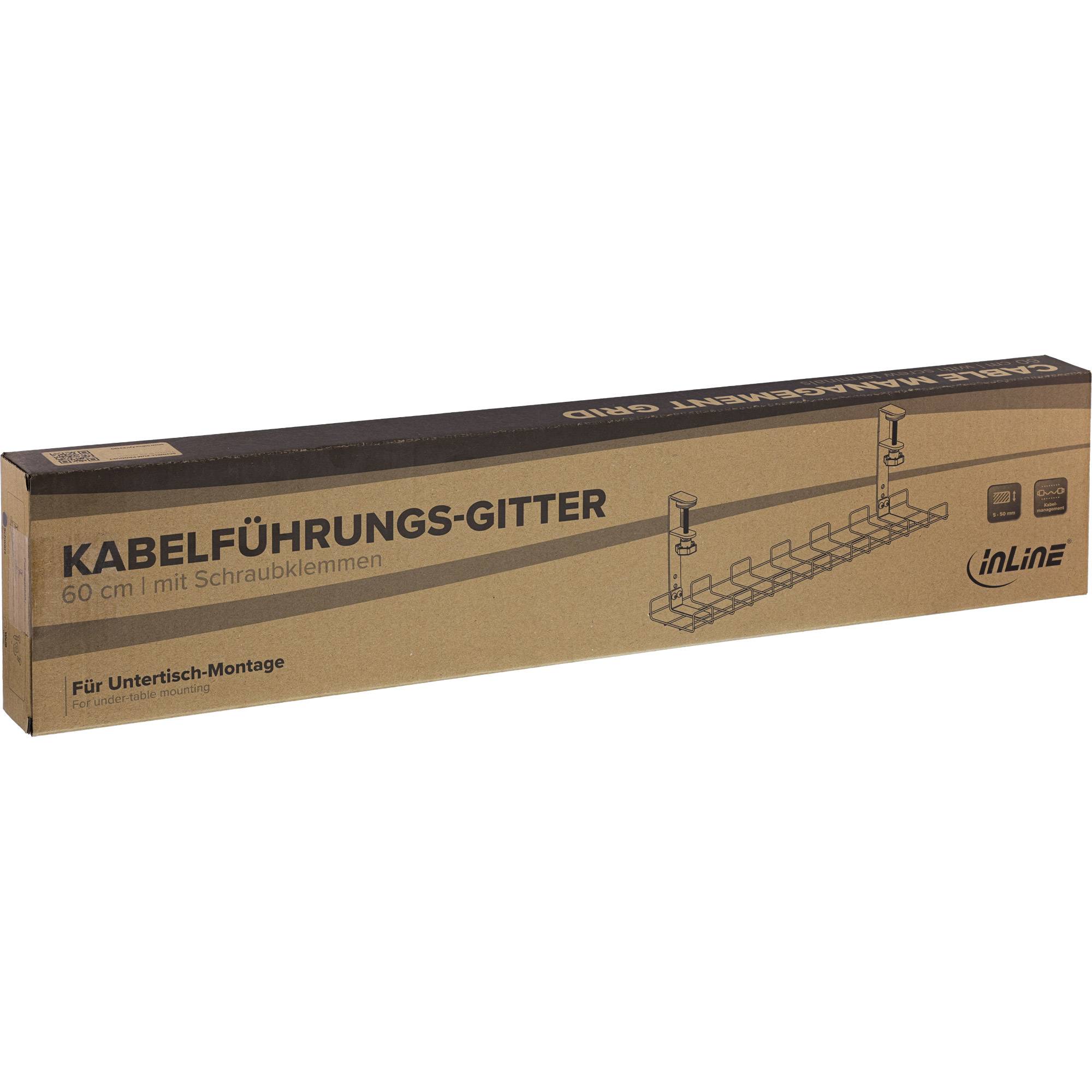 InLine® Kabelführungs-Gitter 60cm für Tischmontage mit Schraubklemmen, schwarz-0