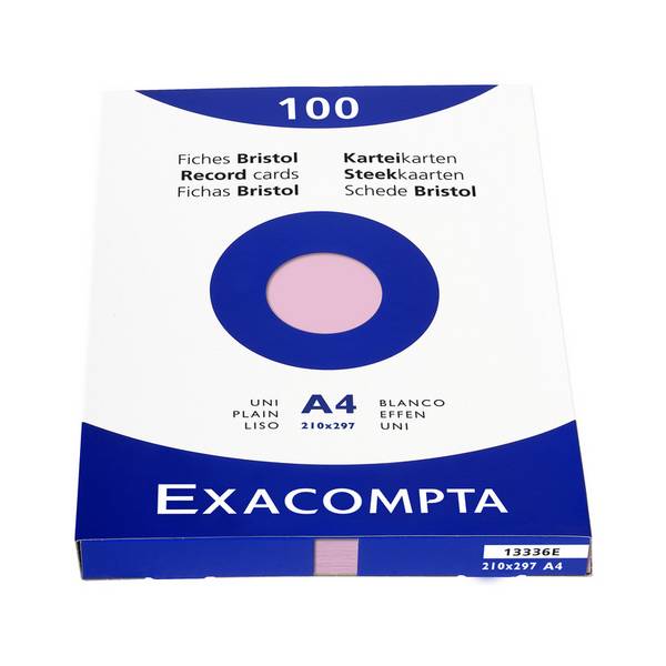 EXACOMPTA Karteikarten, DIN A4, blanko, rosa