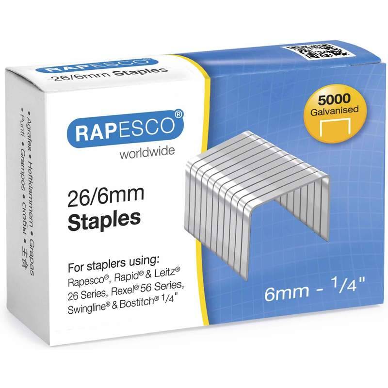 RAPESCO Heftklammern 26/6, verzinkt, 5.000 Stück