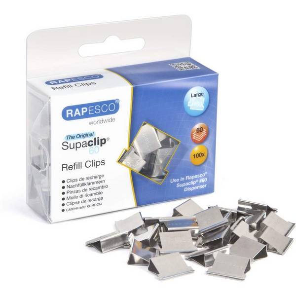 RAPESCO Dokumentenclips Supaclip 60, Edelstahl, 100 Stück