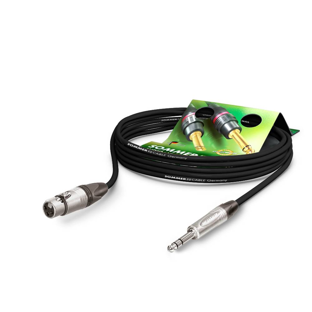 SOMMER CABLE Mikrofonkabel Stage 22 Highflex (2 x 0,22mm² | XLR 3-pol female / Klinke male 6,3mm Stereo | NEUTRIK |-0