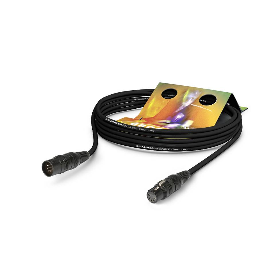 SOMMER CABLE DMX512 Binary 434 DMX512 (4 x 0,34mm² | XLR 5-pol male / XLR 5-pol female | HICON | 5,00m) - in schwarz-0
