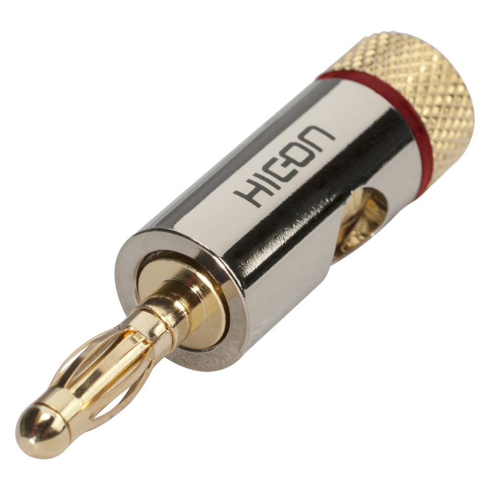 SOMMER CABLE HICON Banane Kabelstecker mit Universalklemme (1-pol Schraubkontakt-Kabelst. | Codierung Rot) - in chrome-0
