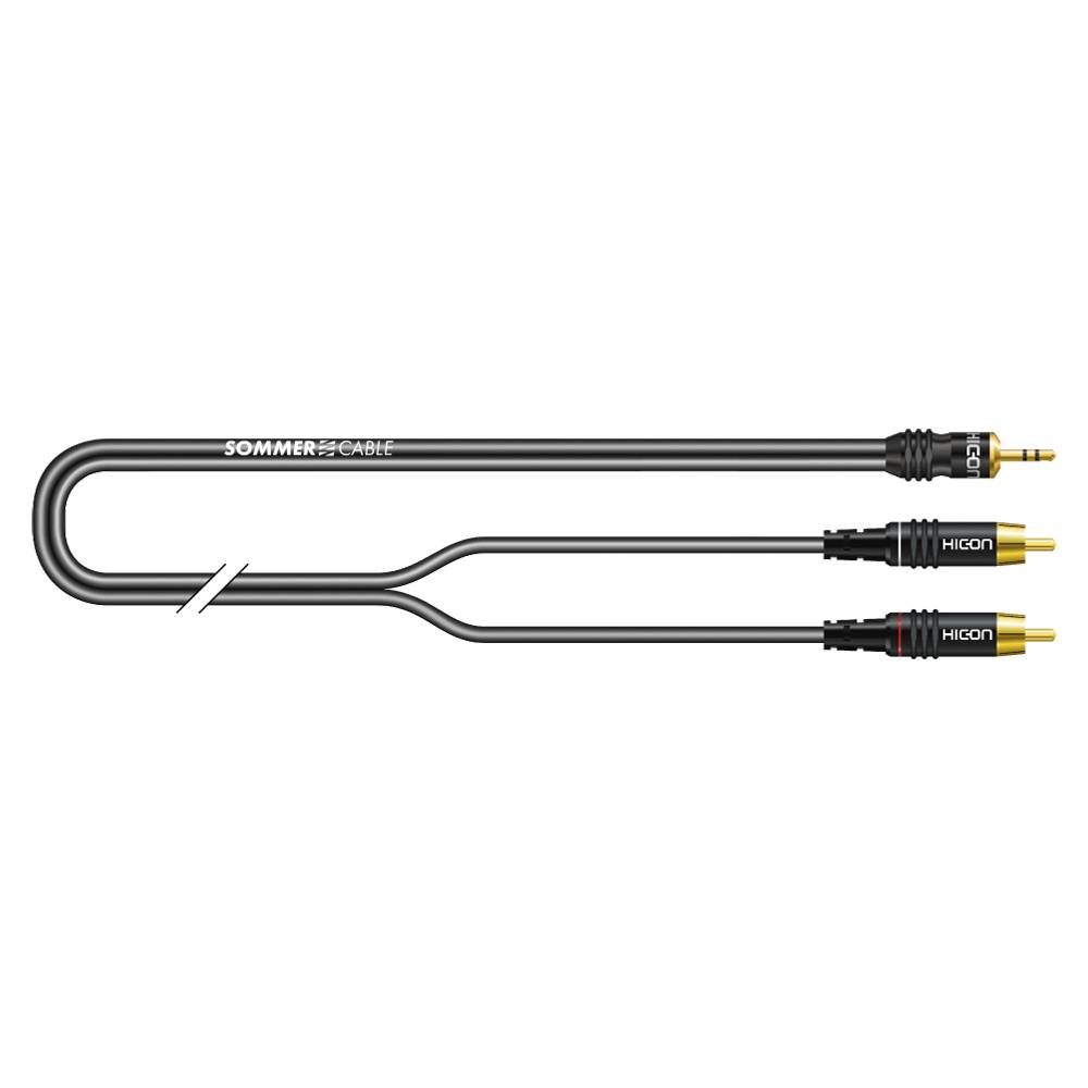 SOMMER CABLE Stereo-Splitkabel SC-Onyx (1 x 0,25mm² | Miniklinke male 3,5mm Stereo / 2x Cinch male | HICON | 5,00m) - in-0