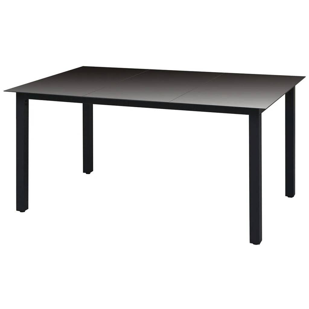 vidaXL Gartentisch Schwarz 150x90x74 cm Aluminium und Glas-5