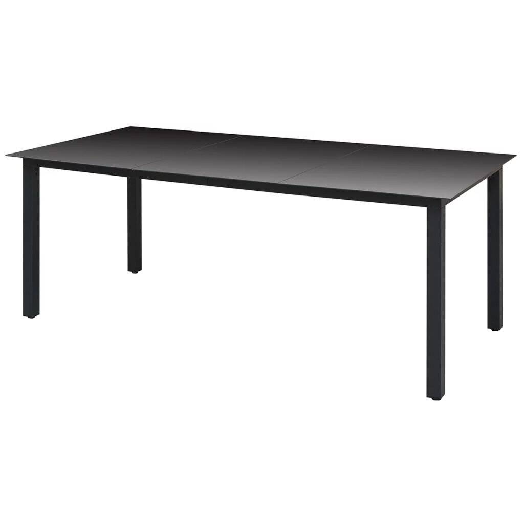 vidaXL Gartentisch Schwarz 190x90x74 cm Aluminium und Glas-5