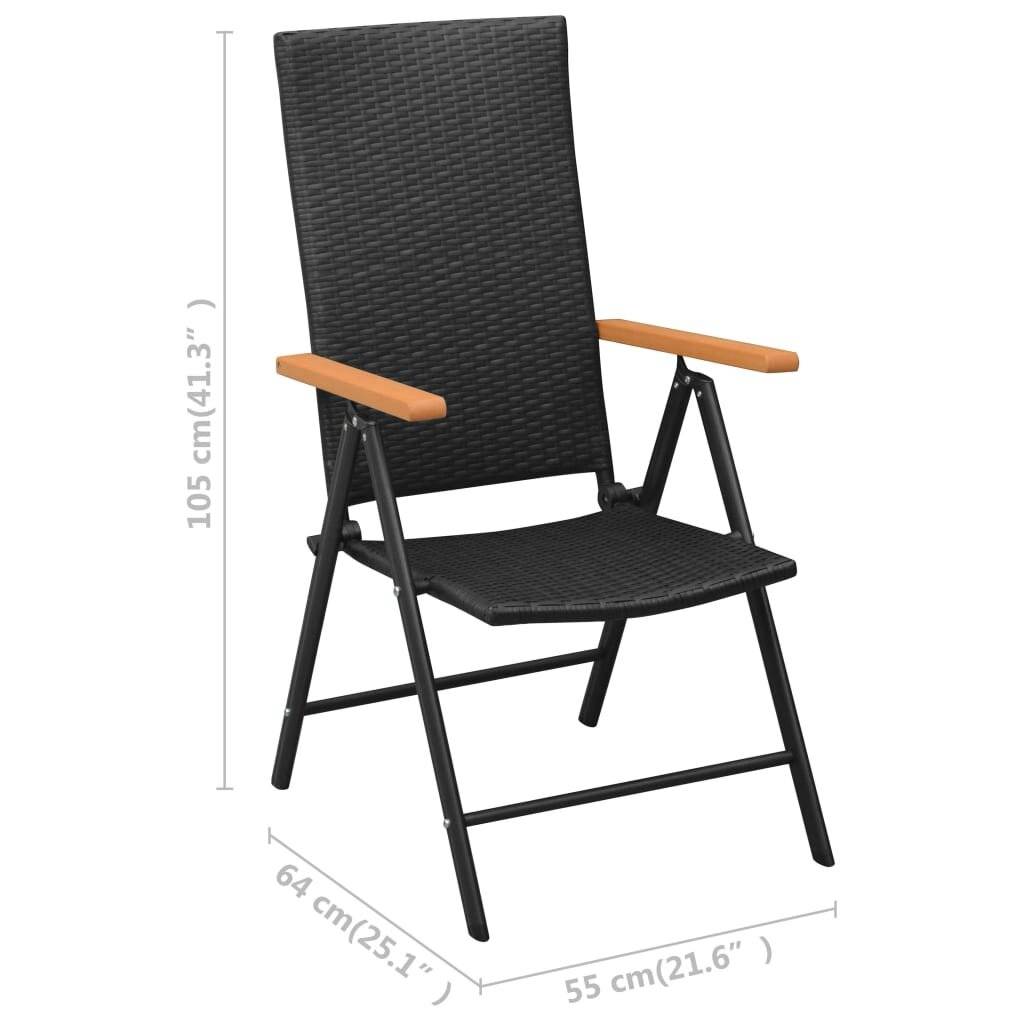 Stapelbare Gartenstühle 2 Stk. Poly Rattan Schwarz-7