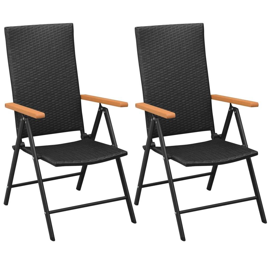 Stapelbare Gartenstühle 2 Stk. Poly Rattan Schwarz-0