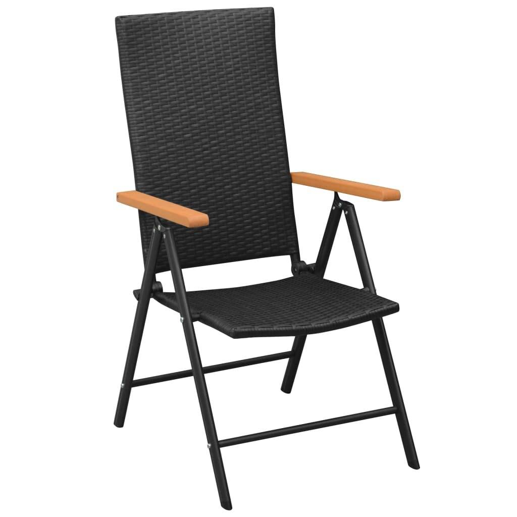 Stapelbare Gartenstühle 2 Stk. Poly Rattan Schwarz-2