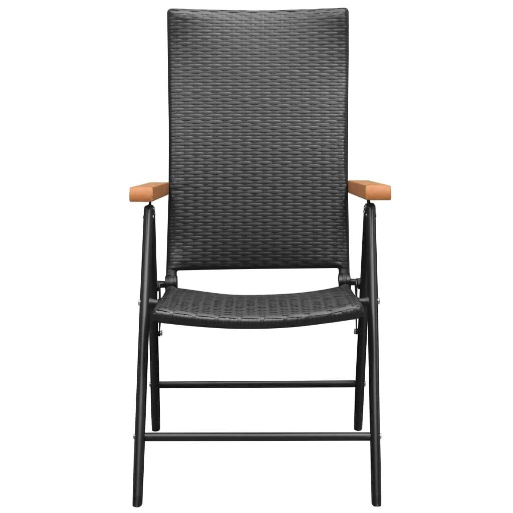 Stapelbare Gartenstühle 2 Stk. Poly Rattan Schwarz-3