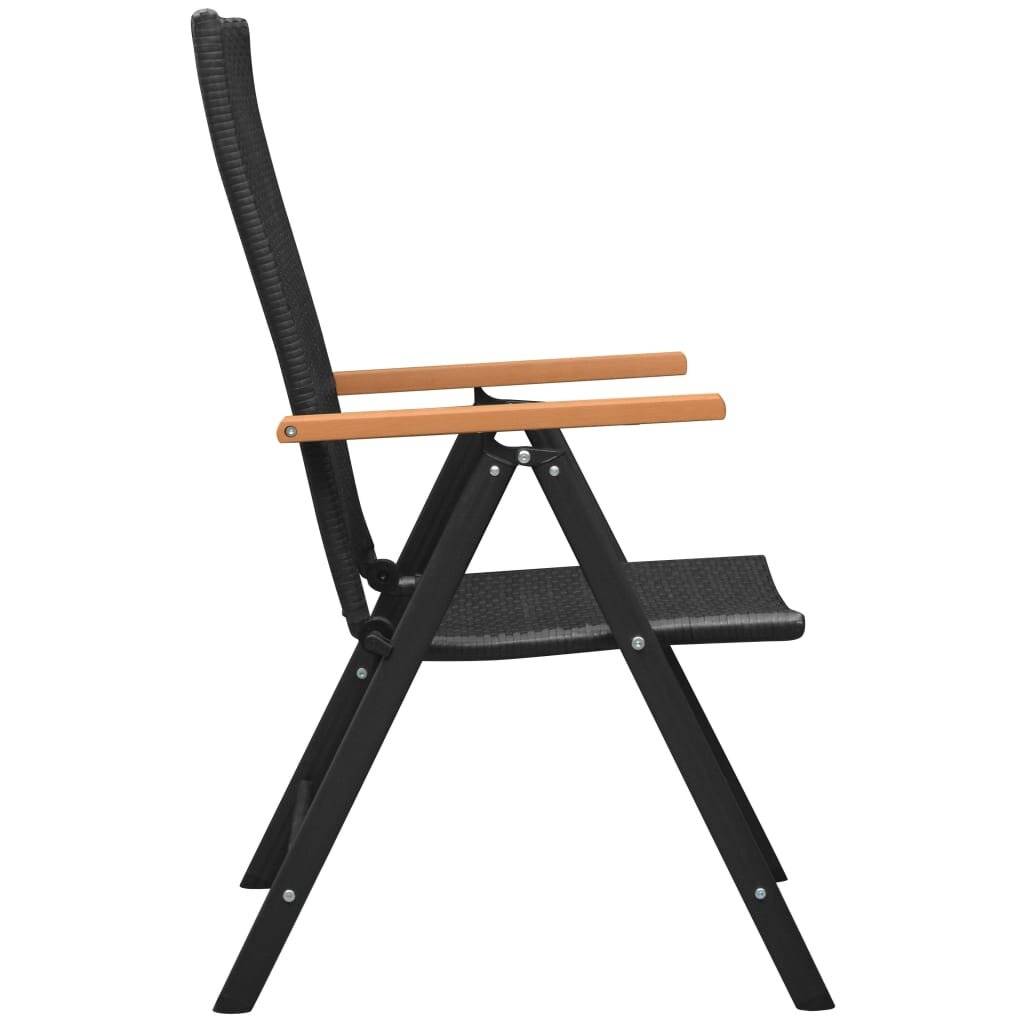 Stapelbare Gartenstühle 2 Stk. Poly Rattan Schwarz-4