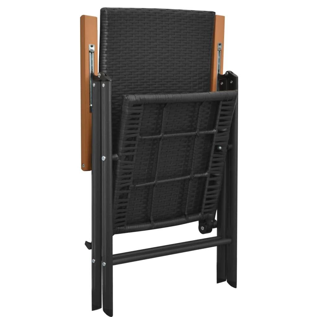 Stapelbare Gartenstühle 2 Stk. Poly Rattan Schwarz-5