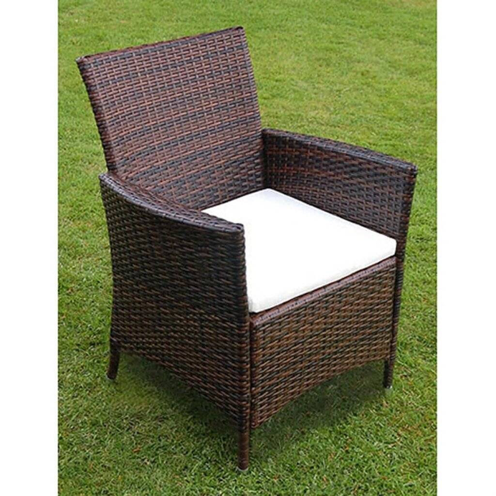 5-tlg. Garten-Essgruppe mit Auflagen Poly Rattan Braun-3