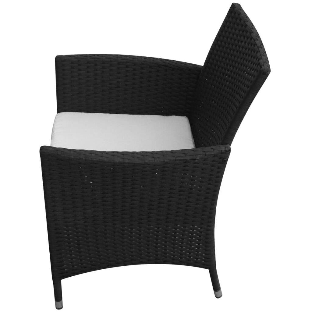 5-tlg. Garten-Essgruppe mit Auflagen Poly Rattan Schwarz-5