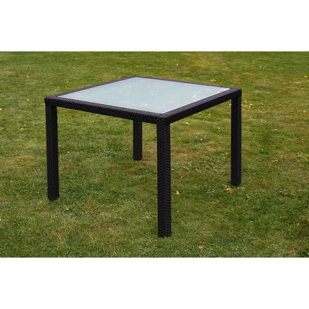 5-tlg. Garten-Essgruppe mit Auflagen Poly Rattan Schwarz-2