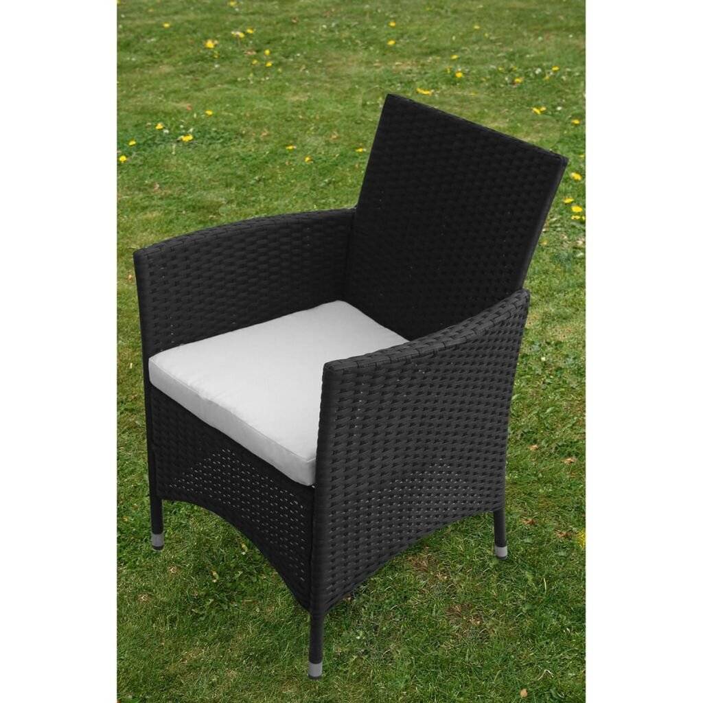 5-tlg. Garten-Essgruppe mit Auflagen Poly Rattan Schwarz-3