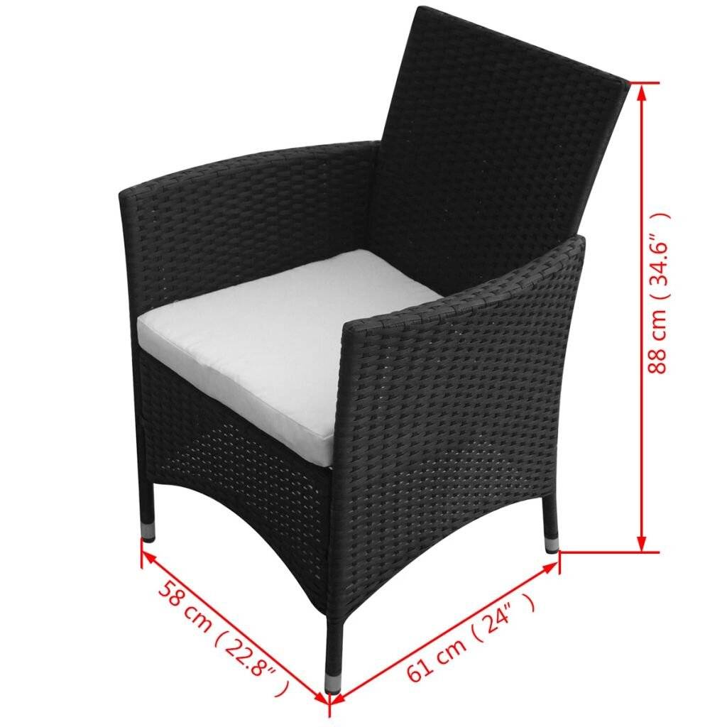 Symbolbild für 5-tlg. Garten-Essgruppe mit Auflagen Poly Rattan Schwarz