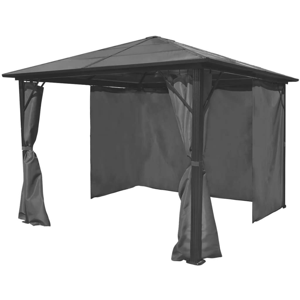 Pavillon mit Vorhängen Anthrazit Aluminium 300 x 300 cm-1