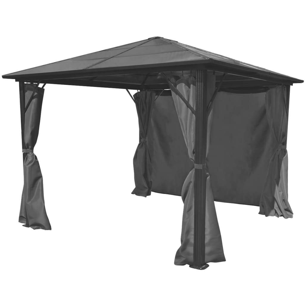 Pavillon mit Vorhängen Anthrazit Aluminium 300 x 300 cm-2