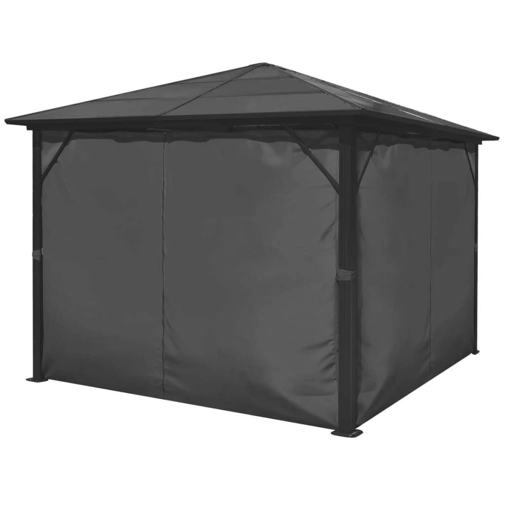 Pavillon mit Vorhängen Anthrazit Aluminium 300 x 300 cm-3