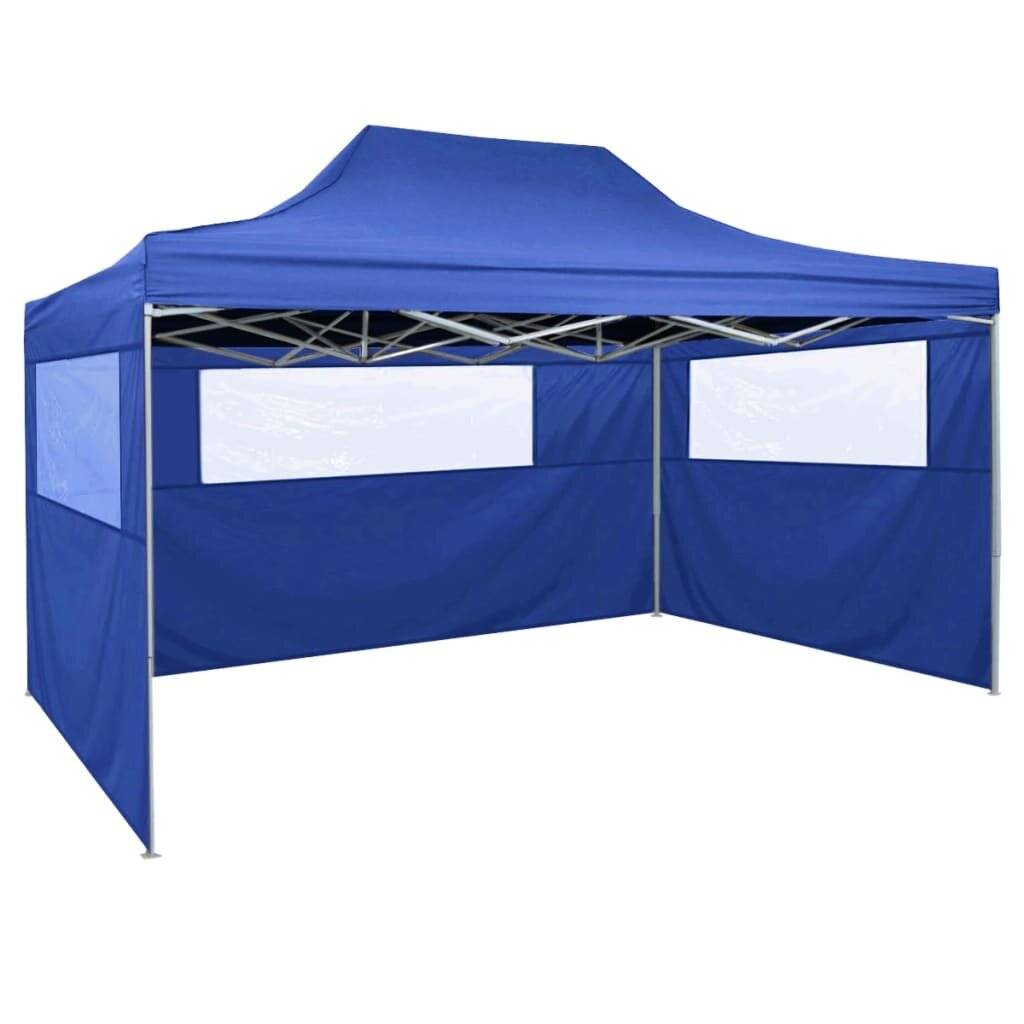 vidaXL Faltzelt mit 3 Seitenteilen 3x4,5 m Blau-5