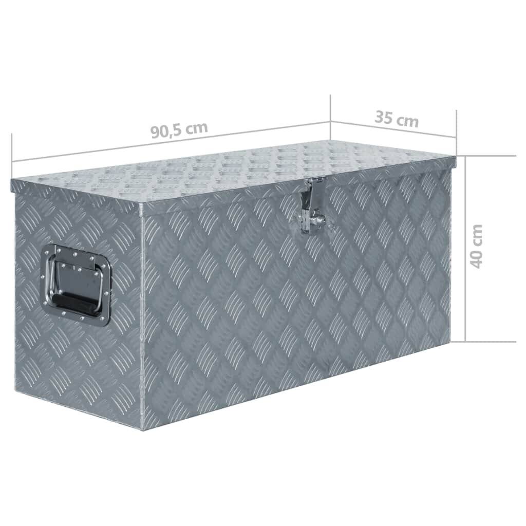 vidaXL Aluminiumkiste 90,5×35×40 cm Silbern-6