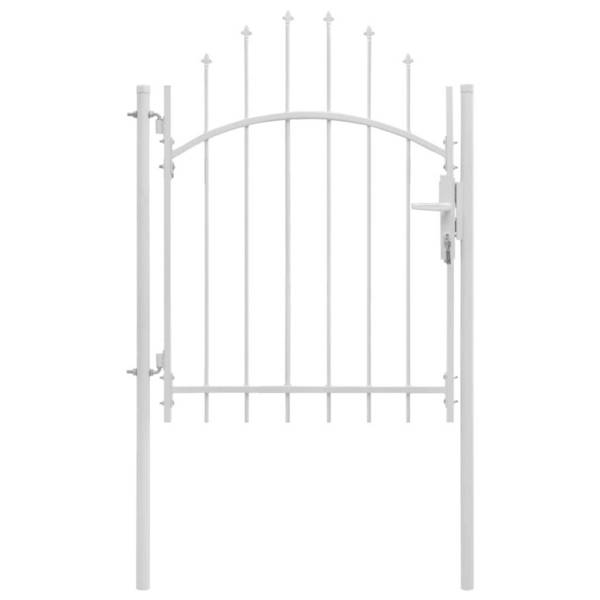 Gartentor mit Gewölbter Spitze Stahl 1 x 2 m Weiß