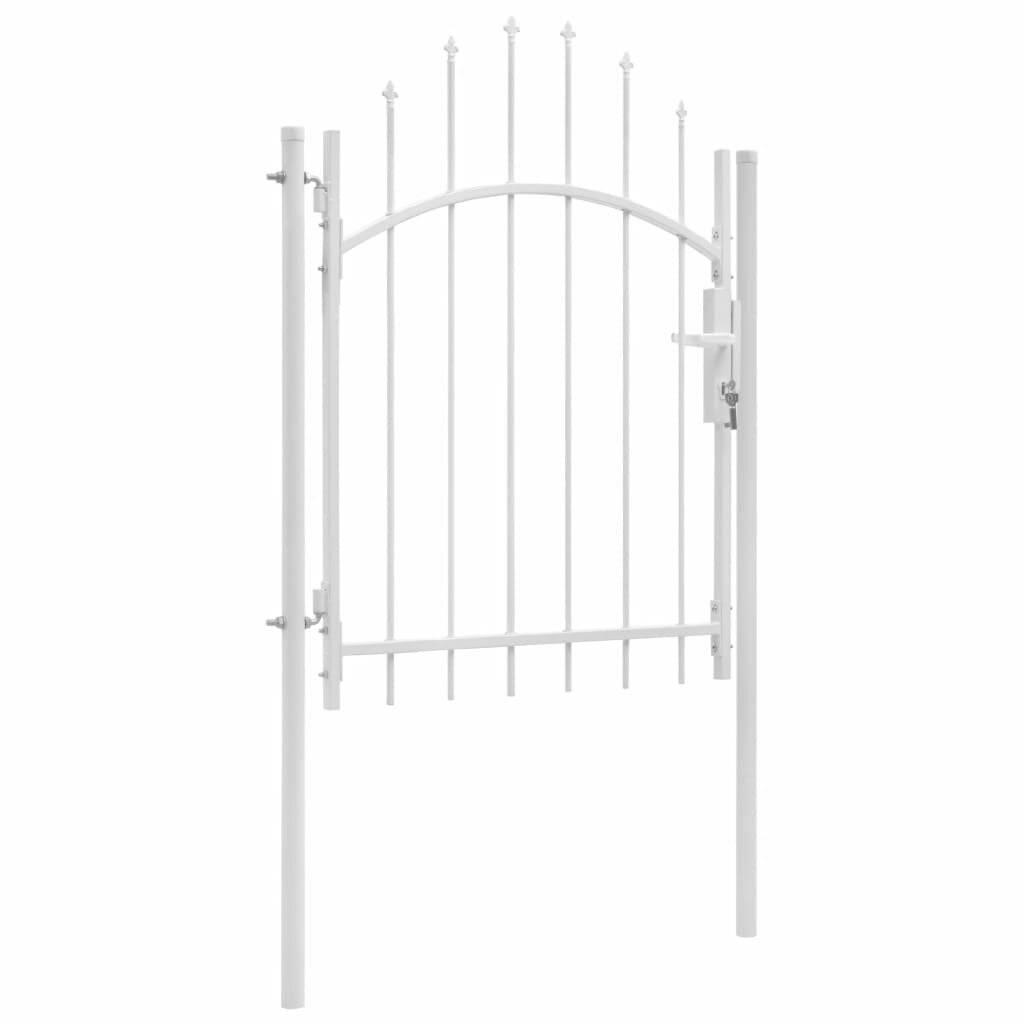 Gartentor mit Gewölbter Spitze Stahl 1 x 2 m Weiß-2