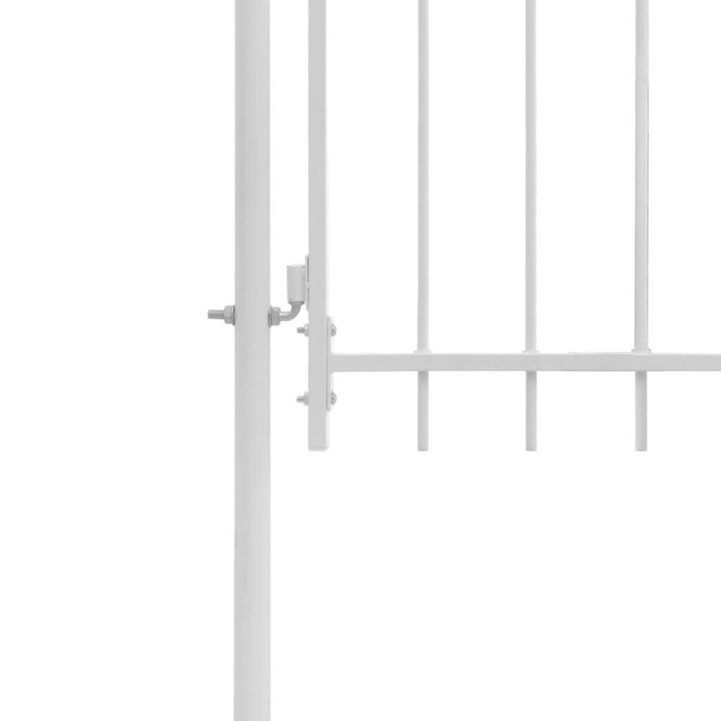 Gartentor mit Gewölbter Spitze Stahl 1 x 2 m Weiß-3
