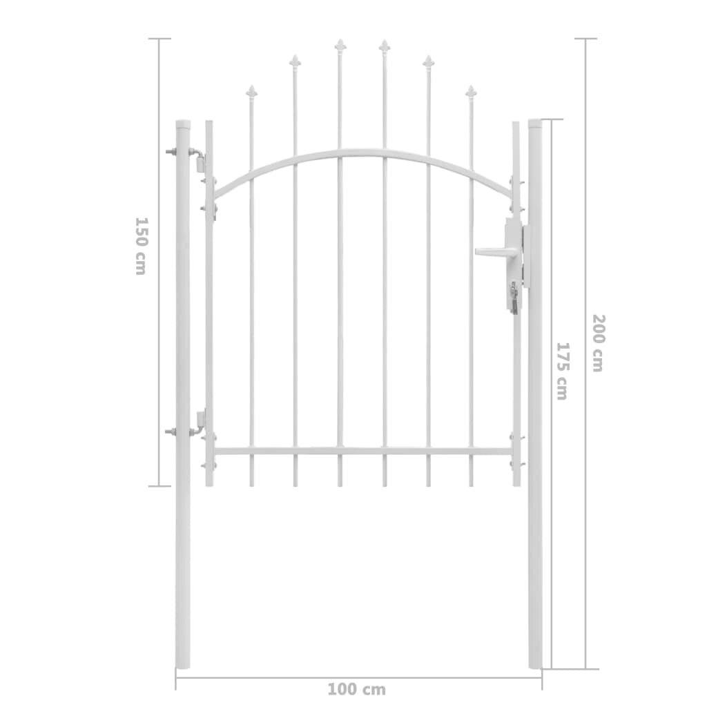 Gartentor mit Gewölbter Spitze Stahl 1 x 2 m Weiß-5