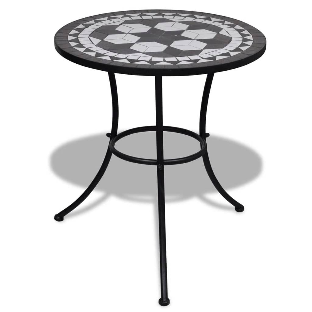 3-tlg. Bistro-Set Keramikfliese Schwarz/Weiß-7