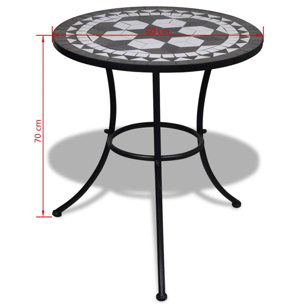 Symbolbild für 3-tlg. Bistro-Set Keramikfliese Schwarz/Weiß