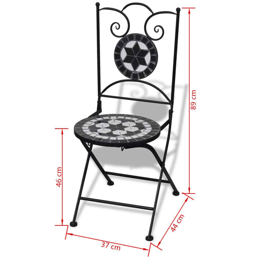 Symbolbild für 3-tlg. Bistro-Set Keramikfliese Schwarz/Weiß