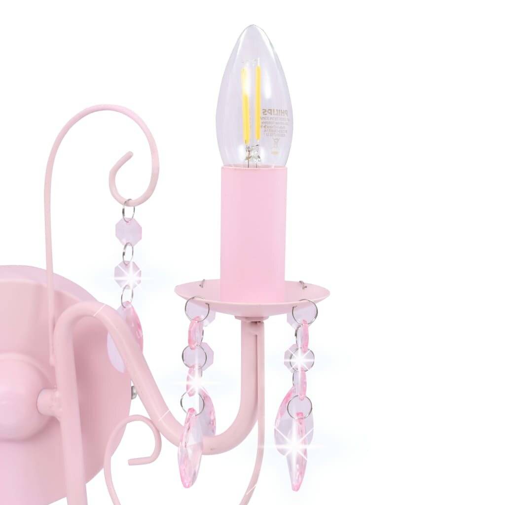 vidaXL Wandleuchte mit Perlen Rosa 2 × E14-Fassungen-4