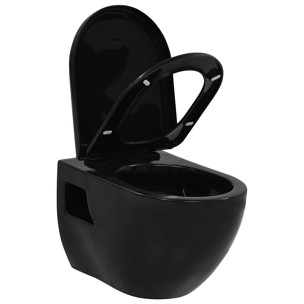vidaXL Wand-WC Keramik Schwarz-2