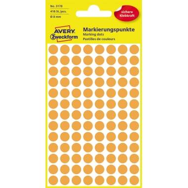 Avery Zweckform Markierungspunkt 3178 8mm leuchtorange 416 St./Pack.-3