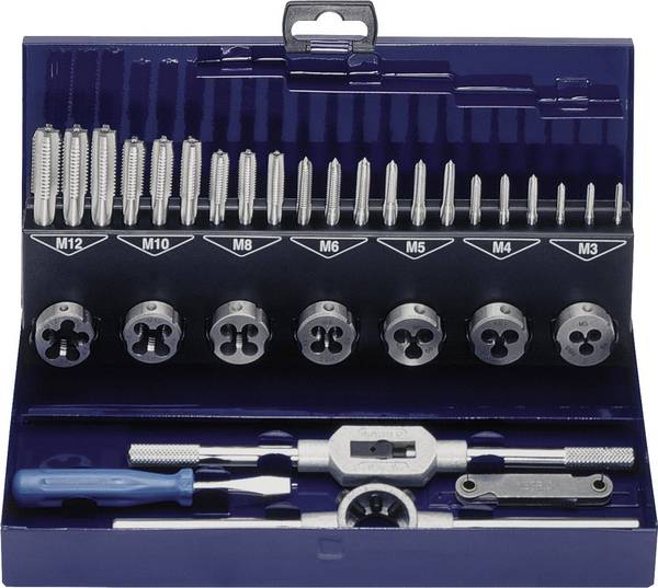 Eventus by Exact 10711 Gewindeschneidsatz 32teilig HSS metrisch M3, M4, M5, M6, M8, M10, M12