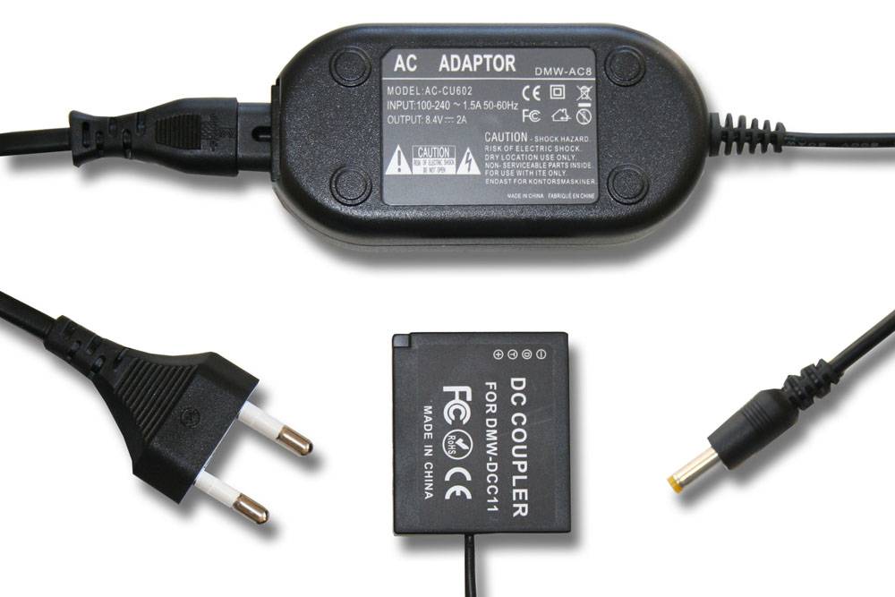 vhbw Kamera-Netzteil Netzkabel kompatibel mit Panasonic Lumix DMC-GF5X | DMC-GF6 Kamera, Digitalkamera, DSLR - Netzteil-0