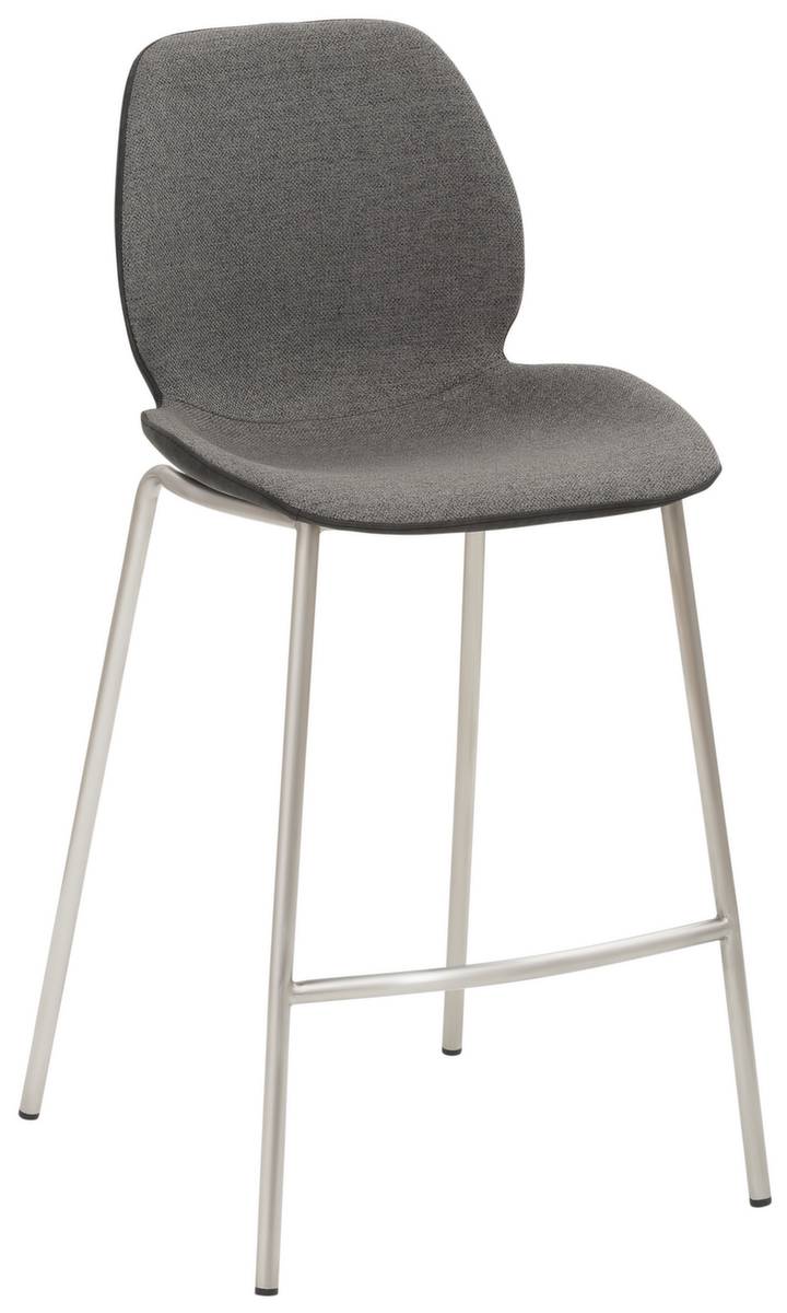 Barhocker,Sitz H 650mm,Sitz Stoff anthrazit meliert,Rücken Stoff anthrazit meliert,m. Fußstütze,4-Fuß,Gestell Edelstahl-3