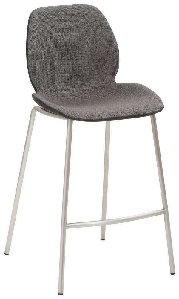 Barhocker,Sitz H 650mm,Sitz Stoff anthrazit meliert,Rücken Stoff anthrazit meliert,m. Fußstütze,4-Fuß,Gestell Edelstahl