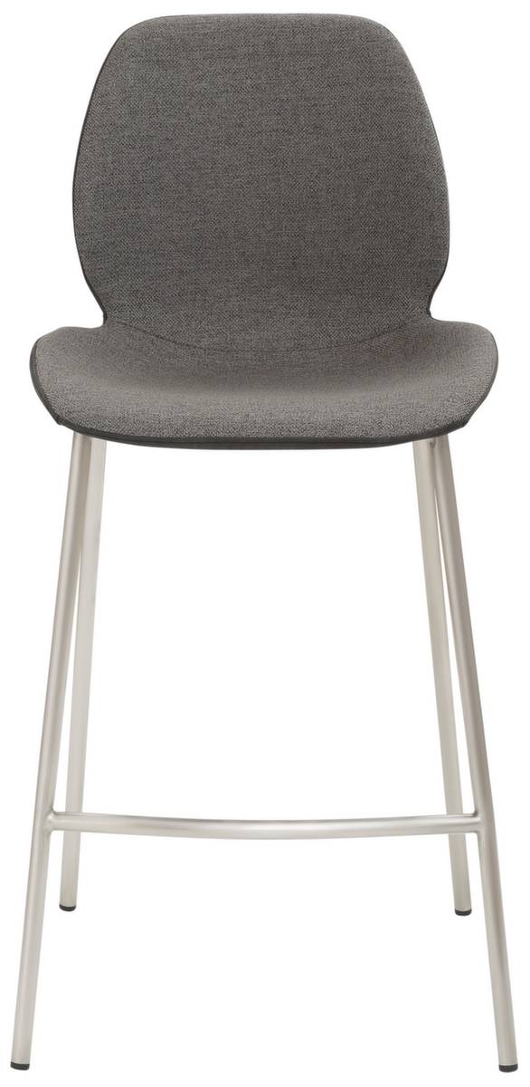 Barhocker,Sitz H 650mm,Sitz Stoff anthrazit meliert,Rücken Stoff anthrazit meliert,m. Fußstütze,4-Fuß,Gestell Edelstahl-1