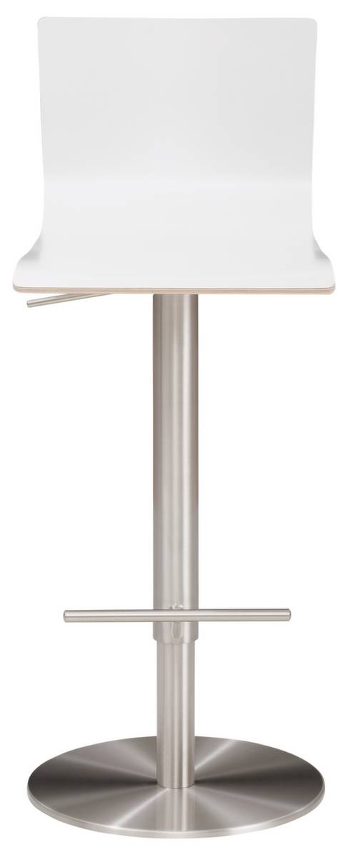 Barhocker,Sitz H 550-815mm,Sitz weiß,m. Fußstütze,Tellerfuß,Gestell chrom-1
